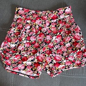 Red floral bubble shorts